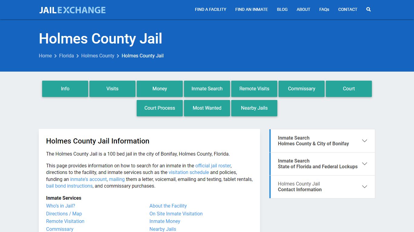 Holmes County Jail, FL Inmate Search, Information